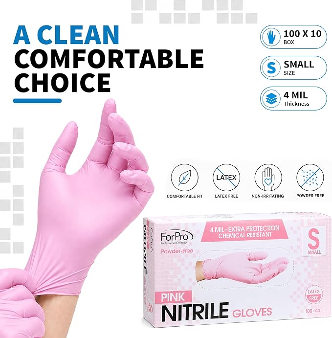 ForPro Disposable Nitrile Gloves, 4 mil, Food Safe, Latex-Free, Non-Sterile | for Salon, Exam & Cleaning Use, Multi-Purpose Gloves, Salon & Spa Essentials, Manicure & Pedicure Supplies, Home & Salon Use