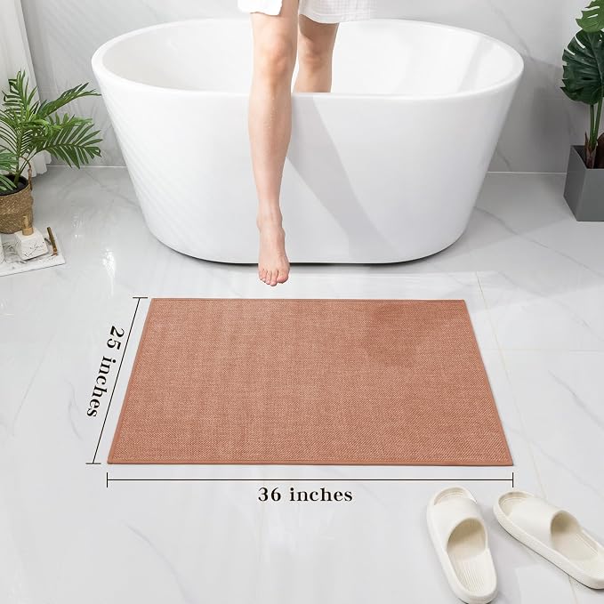 Bathroom Rugs Mat 36x24, Ultra Thin Non Slip Bath Mat Large Quick Dry Absorbent Bath Mat for Bathroom, (Dark Pink, 36"x24")