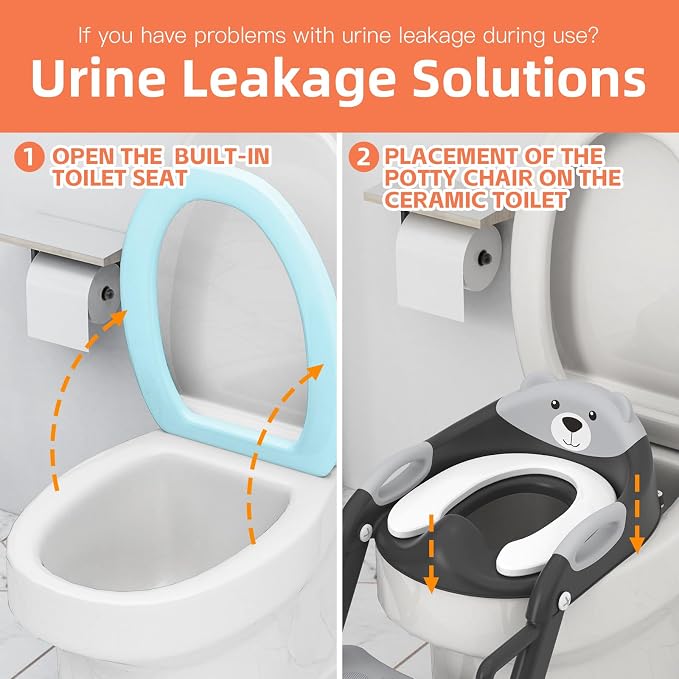 Potty Training Toilet for Toddlers, 2-in-1 Potty Training seat, Anti-Slip | SKYROKU, Fits Round & Elongated Toilets, 6 Heights, Splash Guard, Foldable, Holds 200+ lbs, Step Stool, Dishwasher Cushion