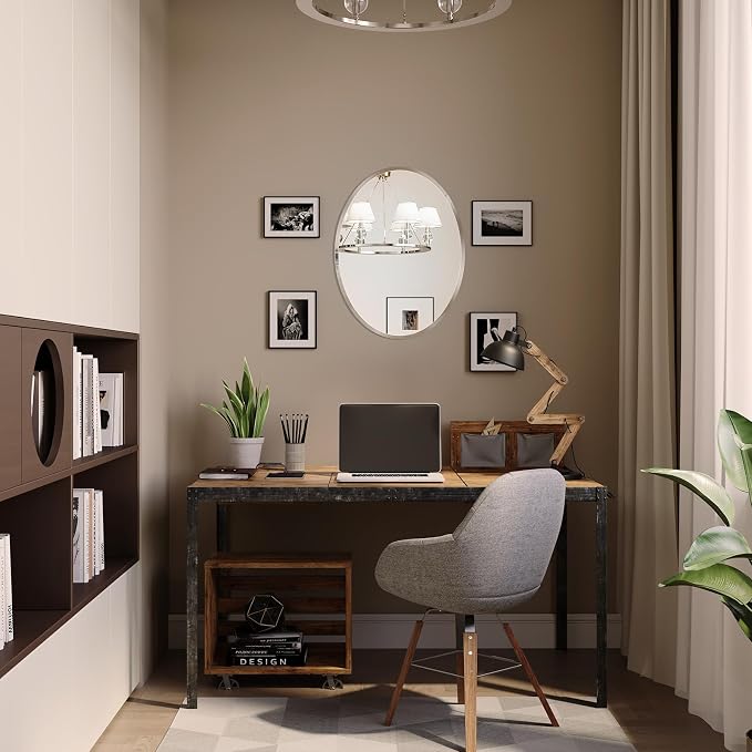 Frameless Oval Mirror, 18x24 Inch Oval Beveled Bathroom Mirrors for Over Sink, Tempered Glass Mirror for Vanity, Living Room, Bedroom, Entryway