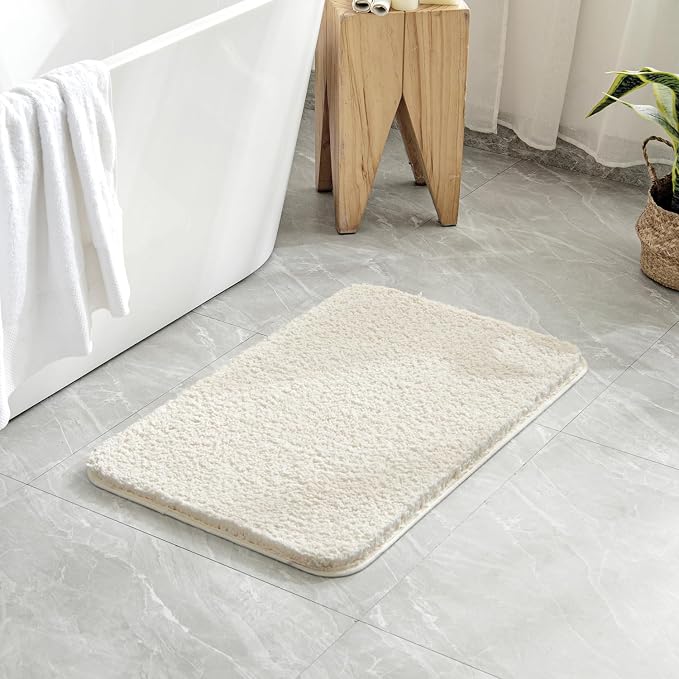 MIULEE Ivory Bathroom Runner Rugs Soft Microfiber Bath Mat 24x40 Inch | Absorbent, Non Slip, Quick Dry, Fluffy Bath Rugs for Bathroom Floor Tub Showers, Machine Washable
