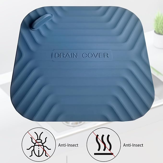 2 Pcs Blue Shower Drain Cover Tub Stopper(5.9 x 5.9 Inch) | Sewer Anti-Odor Mat Deodorizing Drain Plugs for Kitchen,Bathroom and Laundry
