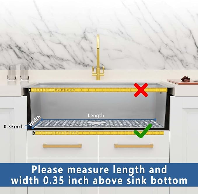 AWOKE Large Silicone Sink Protectors for Kitchen Sink, 30" x 16" Center Drain Hole, Sink Mat for Bottom of Farmhouse Kitchen Stainless Steel Sinks, Raised Feet/Heat Resistant/Non-slip (Gray)