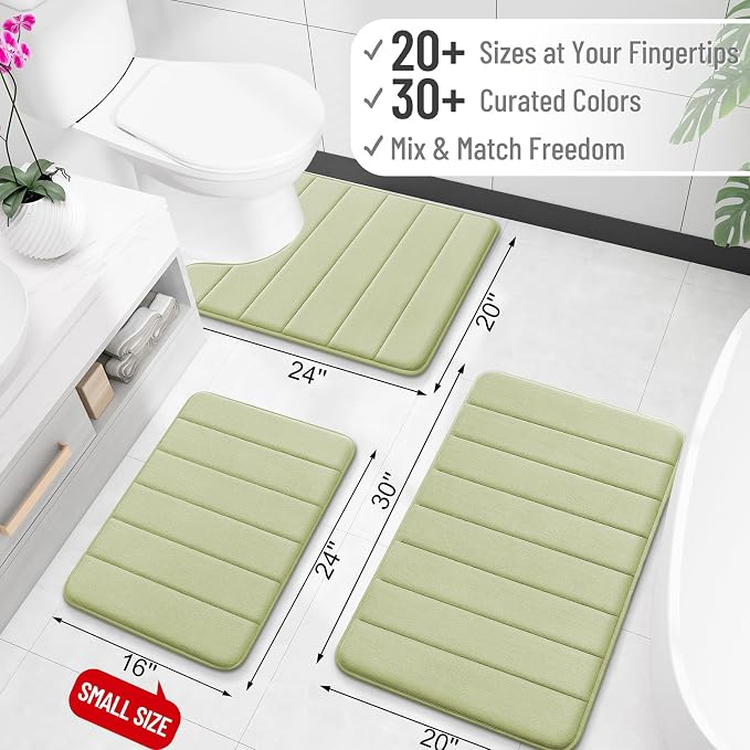 OLANLY Memory Foam Large Bath Mat 40x24, Super Soft Absorbent Bathroom Rugs | Vanilla, Quick Dry Bath Rug, Machine Washable Shower Floor Mats, Bathmat Carpet for Bathroom Floor, Tub and Shower