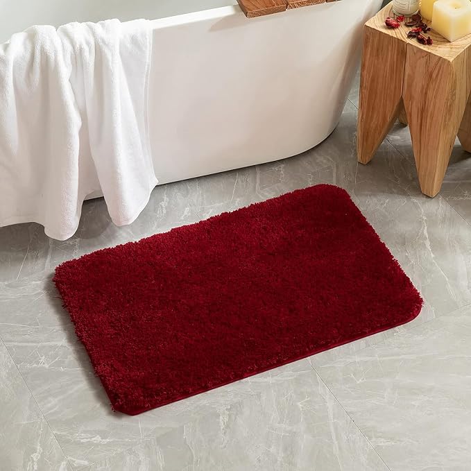 MIULEE Red Large Bathroom Rugs Soft Microfiber Bath Mat 24x36 Inch | Absorbent, Non Slip, Quick Dry, Fluffy Bath Rugs for Bathroom Floor Tub Showers, Machine Washable