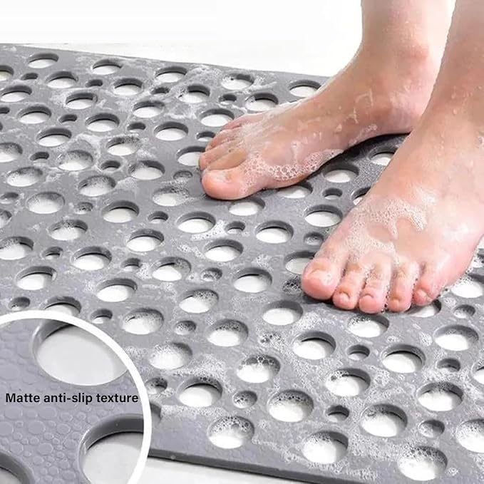 Casa and Beyond Shower Mat, Bathtub Mat Non Slip with Suction Cups and Drain Holes, Easy to Clean Soft Machine Washable, Shower Mats for Inside Shower Easy Dry&Cut (Pink,21" x 21"(Rectangular))