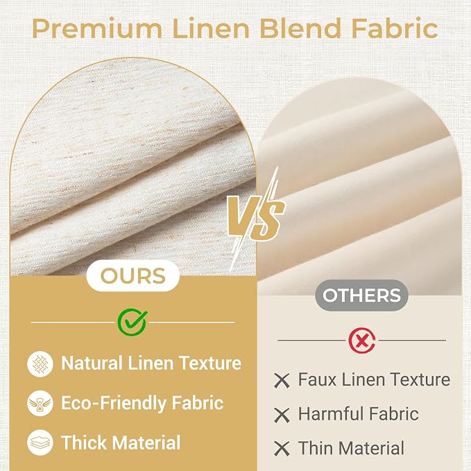 WONICY Linen Texture No Hook Shower Curtain with Liner, Linen Cream, 71x74 | Waterproof & Washable, Snap in Liner, Hotel Style, Mesh Top Window, Bottom Magnets, Thick, for Bathroom