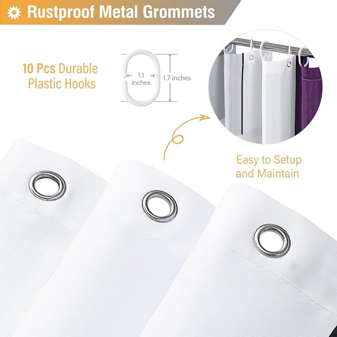 60x72 Stall Modern Geometric Waterproof Fabric Shower Curtain, Purple | Narrow Long, Premium Polyester, Weighted Hem, 10 Plastic Hook, Vibrant Color, Wrinkle-resistant, Quick-Dry, Machine Washable