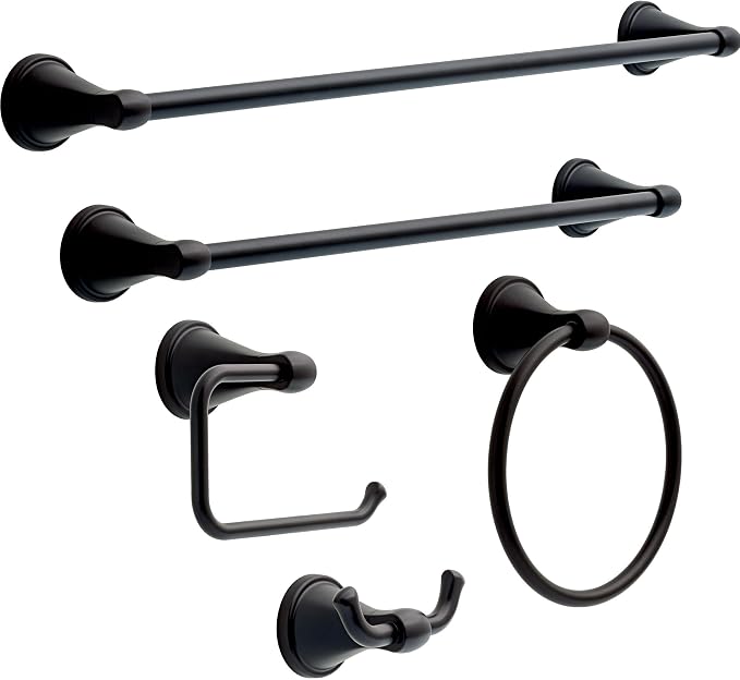 Delta Faucet Becker (1-Pack) Toilet Paper Holder, Matte Black, Wall Mounted Euro Hook Design BCK50-MB