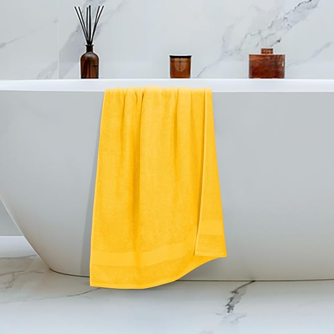 4 Pack Bath Towel Set 27x54, 100% Ring Spun Cotton, Ultra Soft Highly Absorbent Machine Washable Hotel Spa Quality Bath Towels for Bathroom, 4 Bath Towels - Yellow