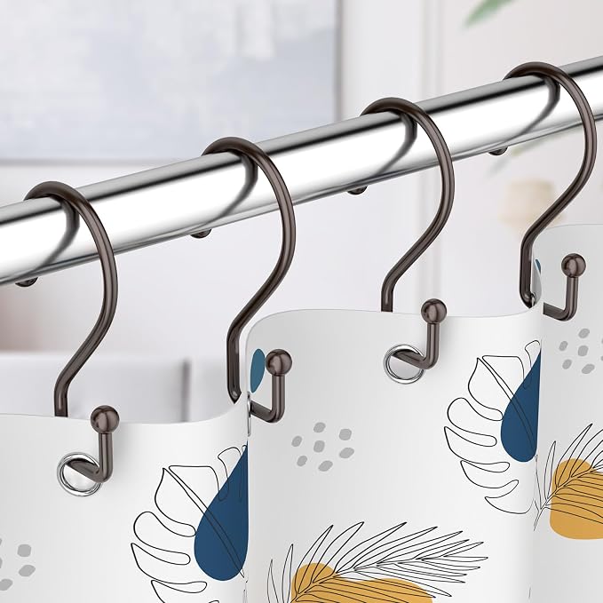 Bronze Metal Shower Curtain Hooks Rings, S Shape Metal Shower Curtain Rings Rust Proof Shower Curtain Hangers, Heavy-Duty Multi-Functional Shower Hooks for Shower Curtain, Bronze, 12 Pack
