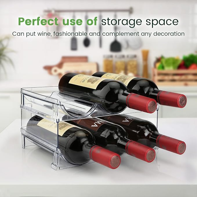 spospo Water Bottle Organizer for Cabinet, Water Bottle Storage Organizer, 2 Packs Water Bottle Storage Rack, Water Bottle Holder for Cabinet, Stackable Water Bottle Storage Rack | 2 Packs Tumbler Organizer, Water Bottle Holder for Cabiner, Fridge, Kit...