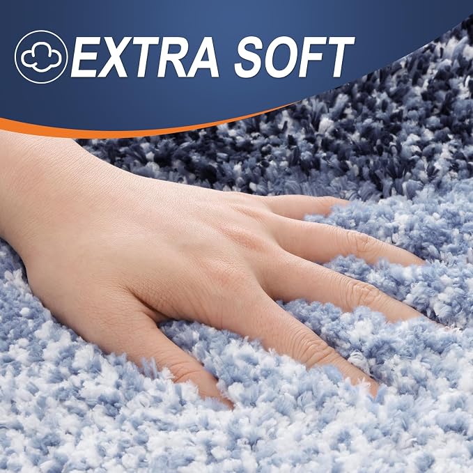 OLANLY Large Bathroom Rugs 50x30, Extra Soft Absorbent Microfiber Bath Rugs | Navy Blue, Non-Slip Quick-Drying Rubber Backing, Washable Plush Bath Mat for Floor, Tub and Shower, Home Decor Accessories