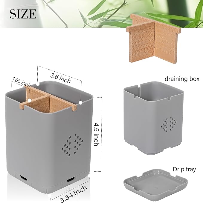 Toothbrush Holders for Bathrooms, Electric Toothbrush Holder, Gray | Toothbrush and Toothpaste Organizer for Bathroom Countertop, 3 Slot Vanity Storage