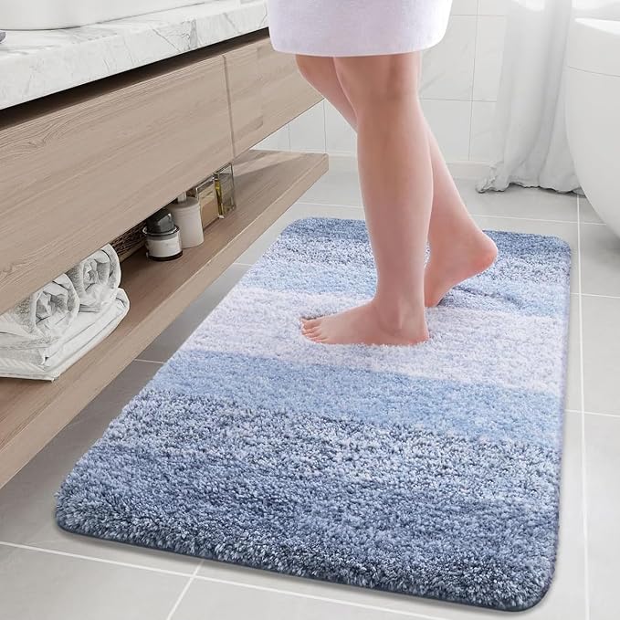 Arotive Microfiber Bathroom Rugs, Shaggy Soft Absorbent Bath Rug, 36x24 | LightBlue, Rubber Backing Thick Plush Machine Washable Dry Bath Mats for Bathroom, Tub and Shower, Rectangular
