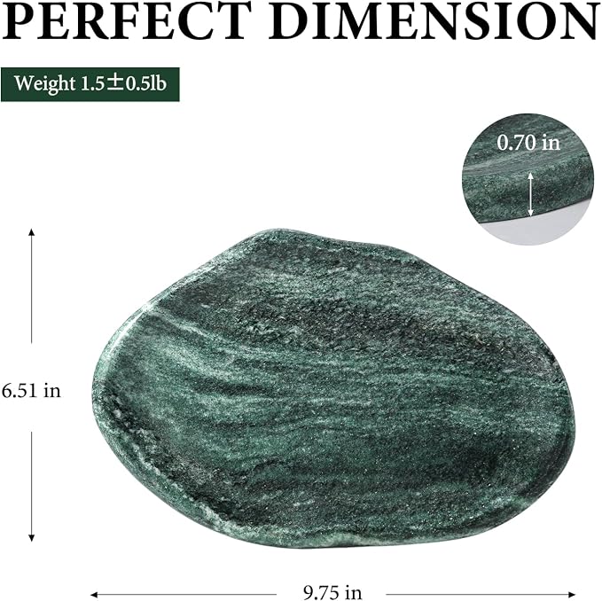 Green Marble Cloud Shape Vanity Tray, Serving Stone Key Tray for Home Decor, 10" x 7" Luxurious Natural Marble Storage Trays for Bathroom, Stone Plate Holder for Perfume, Candle and Jewelry