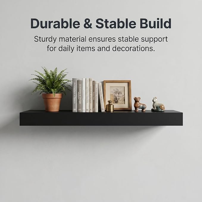 Floating Hidden Shelves for Wall with Concealed Storage Drawer, Hidden Shelf Night Stand with Secret Compartment, for Home Office Living Room, Black