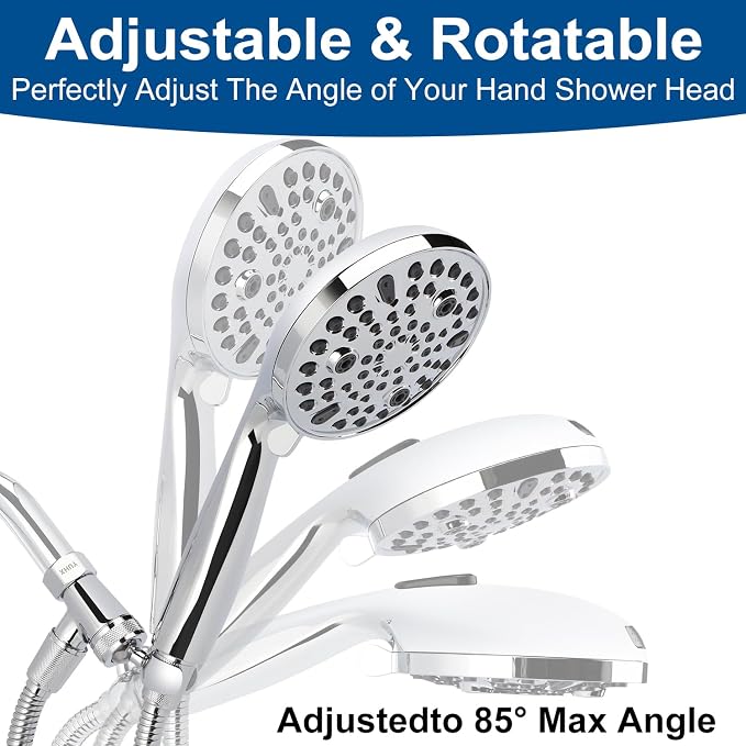Shower Head with Handheld - Long Hose and All Metal Holder, High Pressure | All Metal Holder and Long Hose, Multi Mode Adjustment High Pressure Showerhead Sprayer
