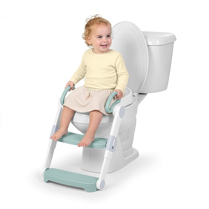 Ingenuity Foldaway Ladder Potty, Adjustable Step Stool Toilet Trainer Seat, Folds Flat for Easy Storage, Fits Most Toilets, Includes Potty Training Guide