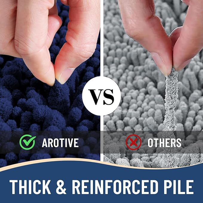 Arotive Bathroom Rugs Mat 54x24, Soft Absorbent Chenille Shaggy Bath Mat | Navy, Machine Wash Dry, Bath Rugs for Bathroom Floor, Tub and Shower, Home Decor Accessories