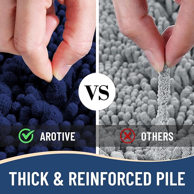 Arotive Bathroom Rugs Mat 45x27, Soft Absorbent Chenille Shaggy Bath Mat | Navy, Machine Wash Dry, Bath Rugs for Bathroom Floor, Tub and Shower, Home Decor Accessories