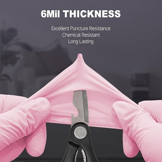 SwiftGrip Disposable Nitrile Dishwashing Gloves, Extended 12 Inches Cuff, 6-mil, Cherry Blossom Cleaning Gloves, Latex-Free