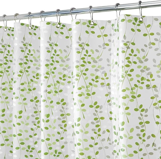 iDesign Vine Shower Curtain, 72 x 72, Green/White | For Bathroom