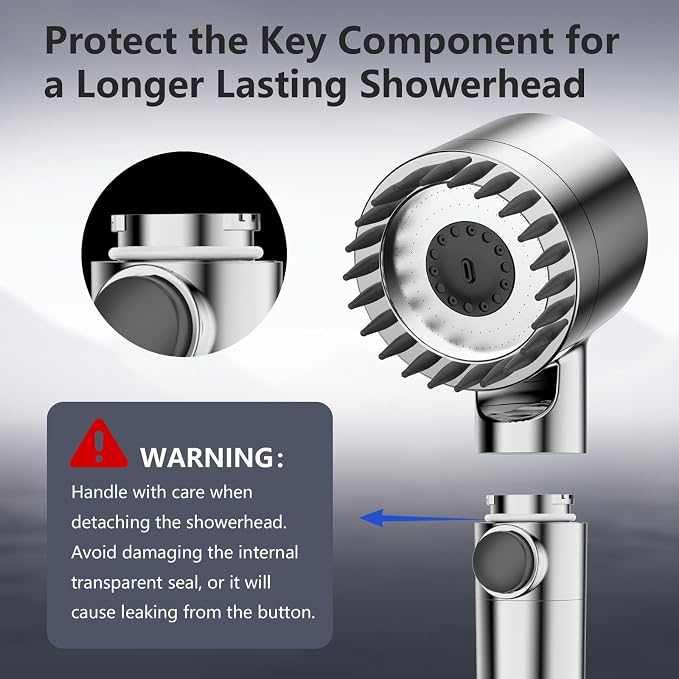Filtered Shower Head with Handheld, High Pressure Water Flow and Multiple Spray Modes Shower Head with Filter, Power Wash for Hard Water, Showerhead with ON/OFF Switch for Pets Bath (Chrome) | ON/OFF Switch,4 Spray,Built-in Power Wash,Detachable Shower...