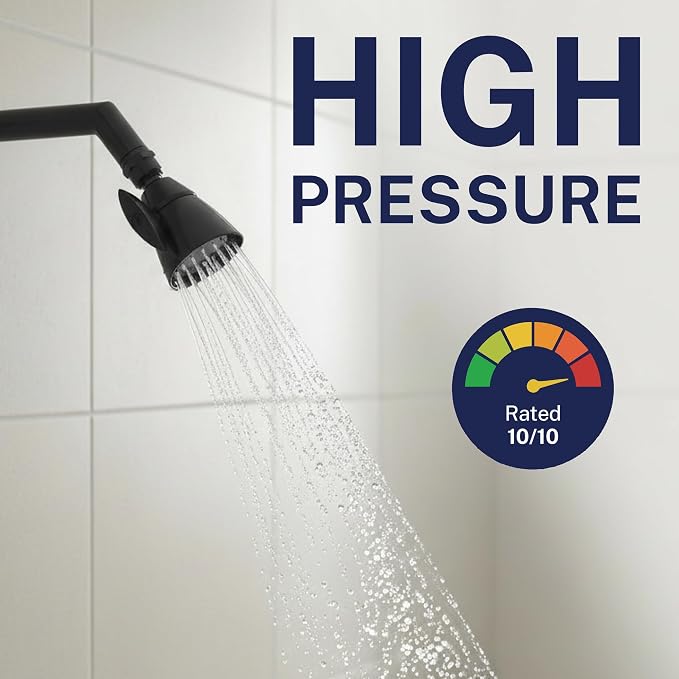 HammerHead Showers® Solid Metal 2 Inch High Pressure Shower Heads - MATTE BLACK – 2.5 GPM Shower Heads High Pressure - High Flow Shower Head with ADJUSTABLE SPRAY PATTERN - Fixed Shower Head