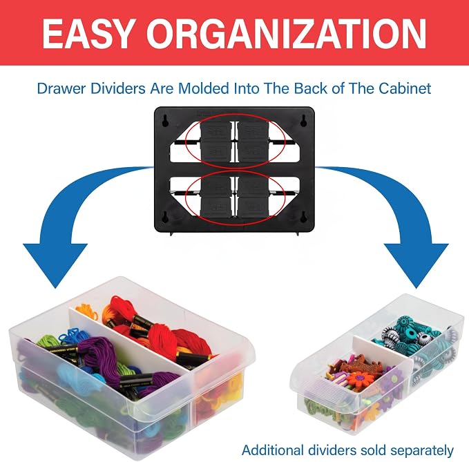 Akro-Mils 16-Drawer Plastic Storage Cabinet, 10.5"W x 6.5"D x 8.5"H, Black | Plastic Cabinet w/ Drawers for Garage Organization, Beads, Makeup Organizer, Building Bricks Storage, Teacher Toolbox, 10116