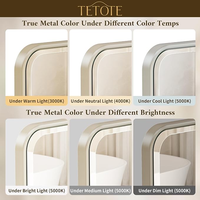 Brushed Nickel Mirrors for Wall 30 x 36 Beveled Edge Tempered Glass, Rounded Corner Rectangle Framed Mirror for Modern Bathroom, Living Room, Bedroom, Entryway