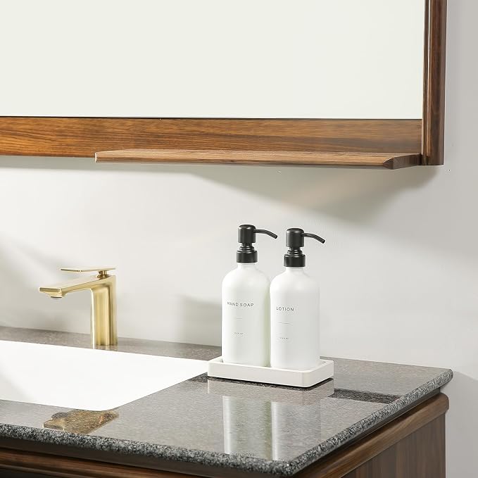 Prus Waso White Soap Dispenser Set | Contains Hand and Lotion Dispenser with Pump. Perfect for Guest Bathroom Decor