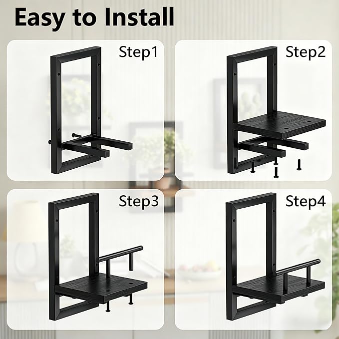 Sbosbo Floating Shelves for Wall Plant Shelf Indoor Wall Mounted Shelves | Wall Planters for Indoor Floating Plant Shelves for Bedroom, Living Room, Kitchen, Office, Bathroom Decor (Black, 2 Pack)