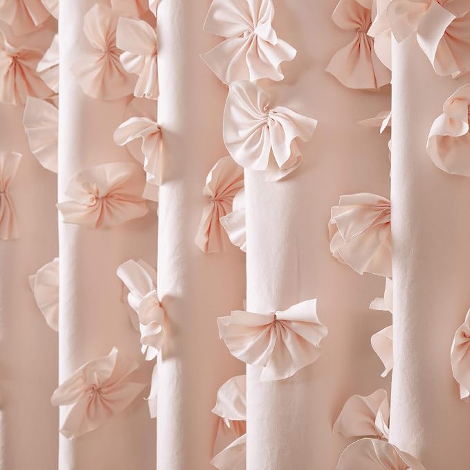 Lush Decor Riley Shower Curtain, 72" W x 72" L, Blush - Bathroom Curtain - Coquette Decor - Bow Shower Curtains - Cottage Core - Fabric Shower Curtains