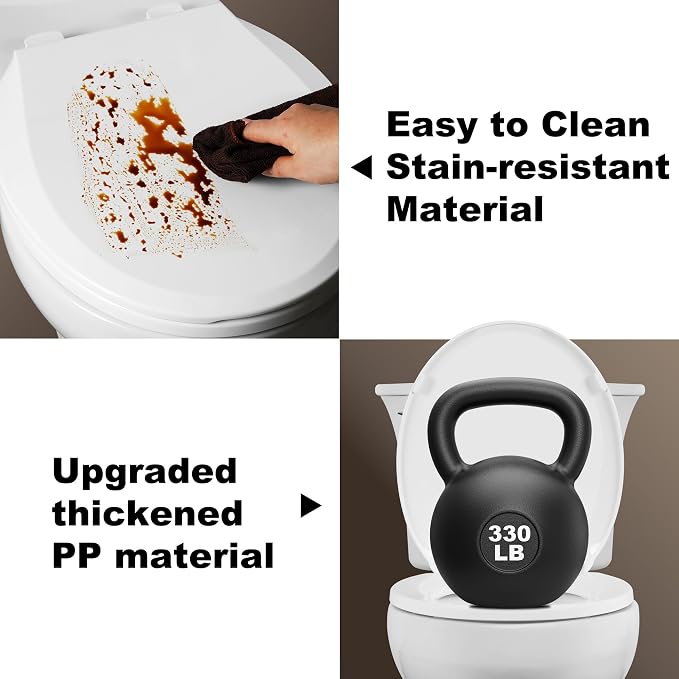 Angol Shiold Round Toilet Seat Soft Close & Quick Release White Plastic | PP Material Rust-Proof, Universal Fit for Round Toilet Lid Replacement(16.5",Modern)