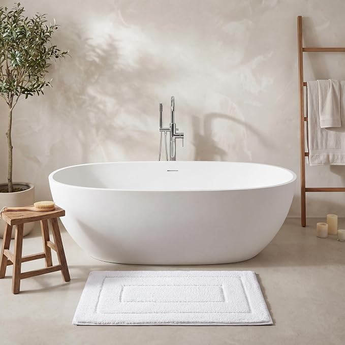 GRANNY SAYS White Bathroom Rug 16" x 24", Non-Slip Microfiber Bath Mat | Ultra-soft, with durable TPR backing for reliable grip, fast water absorption, machine washable for small bathroom spaces