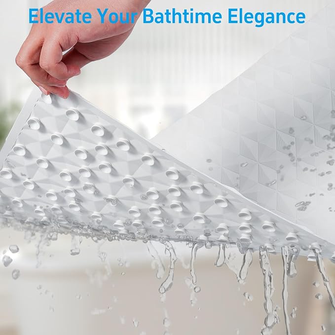 Non Slip Bathtub Mat for Bath Tub Shower - 241 Vacuum Suction Cups | 100% Natural Rubber - Unique Diamond Texture - Soft & Safe for Fatigue Relief - Machine Washable - 16 × 28 Inch