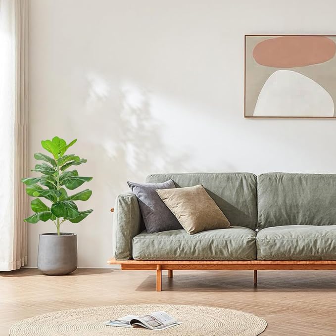 30.5" Little Artificial Fiddle Leaf Fig Tree/Faux Ficus Lyrata for Home Office Decoration, Ships in Silvery Gray Planter