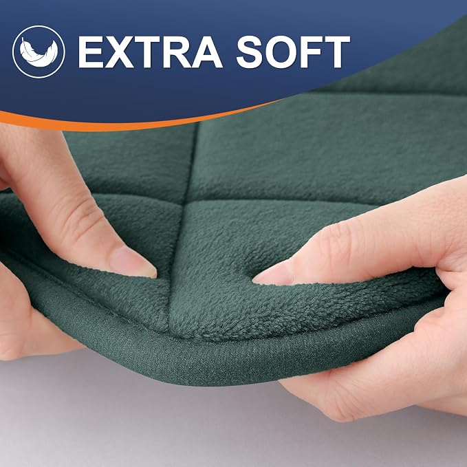 OLANLY Memory Foam Bath Mat 36x24, Ultra Soft and Absorbent Bathroom Rugs | Blackish Green, Quick Dry, Machine Washable Shower Bath Rugs, Comfortable Bath Carpet for Bathroom Floor, Tub and Shower