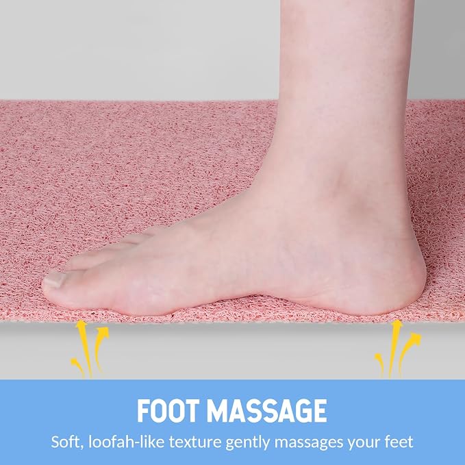 Hargiis Non-Slip Bathtub Mat, 2 Pack Anti Slip Shower Mat, Fast Drying Bathtub Mats, Foot Scrubber Mat, Anti Slip Mat for Tub, Floor, Bathroom, Kitchen, Home, Hotel (Pink 24"×16"+24"×16")