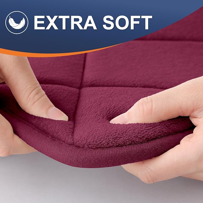 OLANLY Memory Foam Bath Mat 59x34, Ultra Soft and Absorbent Bathroom Rugs | Burgundy, Quick Dry, Machine Washable Shower Bath Rugs, Comfortable Bath Carpet for Bathroom Floor, Tub and Shower