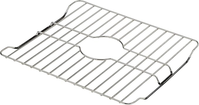 SunnyPoint 304 Stainless Steel Sink Protector Rack – Rust-Resistant Grid for Kitchen Sink Bottom, Scratch Prevention, Drainage Support, Fits Sinks 16.15" x 12.4", Center Drain Hole Required