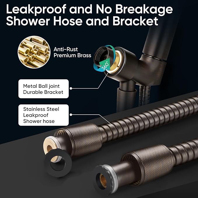 Cobbe 9 Spray Modes Handheld Shower Head, Water-Saving, ORB | Power Rinse, 1-Click Pause & Flow Control, 6ft Stainless Steel Hose, Adjustable Brass Bracket