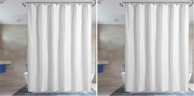 Barossa Design Waterproof Fabric Shower Curtain or Liner Microfiber - Soft Cloth & Hotel Quality, Machine Washable White Shower Curtain Liner for Bath Tub, 72x72 Inches (Pack of 2)
