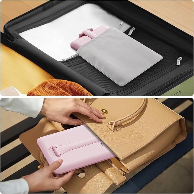 Foldable Travel Makeup Mirror with Lights, 20X Magnification, Pink | Rechargeable LED Vanity Mirror, Height & Angle Adjustable, 3-Colors Lighting, Smart Auto Sensor, Portable Tabletop Mirror