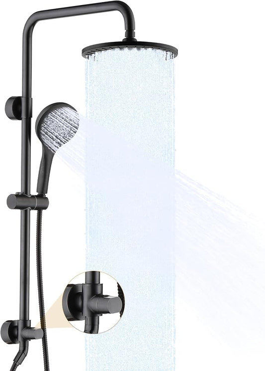 BRIGHT SHOWERS Rain Shower Heads System - 9 Inch Rainfall Shower Head and Handheld Shower Head with Height Adjustable Holder, Solid Brass Rail and 60" Long Stainless Steel Hose, Oil-Rubbed Bronze