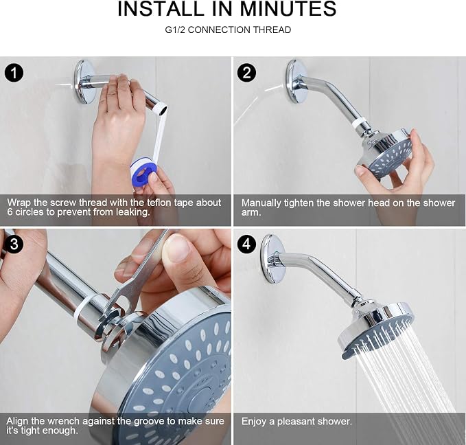 High Pressure Shower Head, HOPOPRO 5-Mode Fixed Showerhead, NBC Recommended | The Washington Post, NBC News, Today Recommended, Consumer Reports Tested High Flow Fixed Shower Head (4 Inch Brushed Nickel)