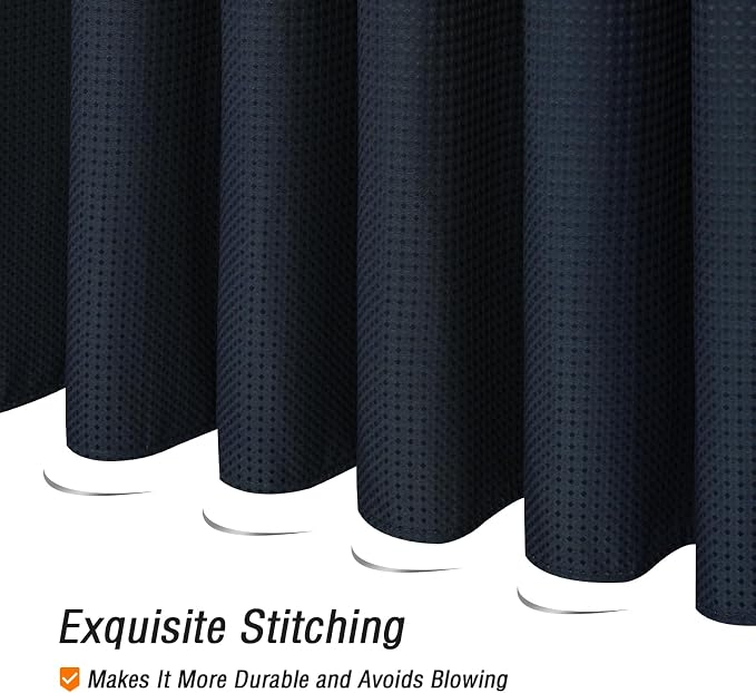 230GSM Navy Blue Shower Curtain, 72 X 72 | 230GSM Fabric Shower Curtain for Bathroom - Soft Cloth & Hotel Spa Luxury, Water Repellent, Machine Washable