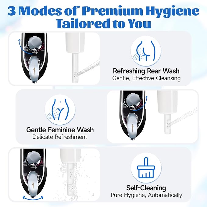 Bidet Attachment Hot Cold Water Non Electric Bidet Sprayer For Women | Warm Water Dual Nozzle Bidet Attachment for Toilet,Adjustable Flow with Bidet Hose for Feminine/Real Wash/ Self-Cleaning