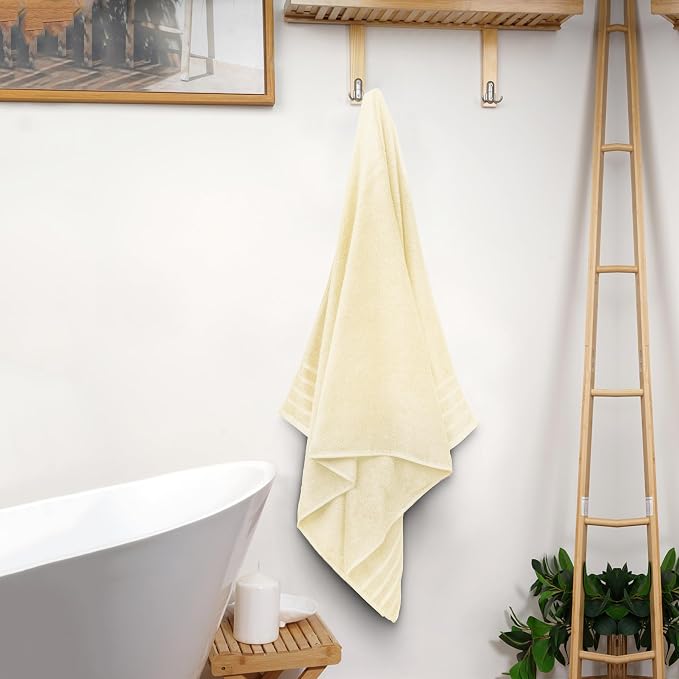 Avalon Towels Bath Towels Set of 4, Size 30 x 60 Inches - 60% Cotton, 40% Viscose Made from Bamboo, Soft and Absorbent, Thin and Quick Drying, Lightweight, Perfect for Daily Use